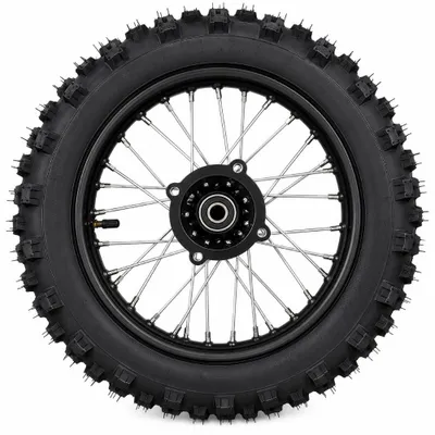 Produktbild von Dirtbike Komplettrad Pitbike Stahlfelge Ersatzreifen hinten 80/100-12 15mm Achse