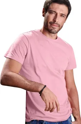 Produktbild von Herren-Baumwoll-T-Shirt, einfarbig, 100% Baumwolle, 160 g/m2, Farbe rosa, Größe L
