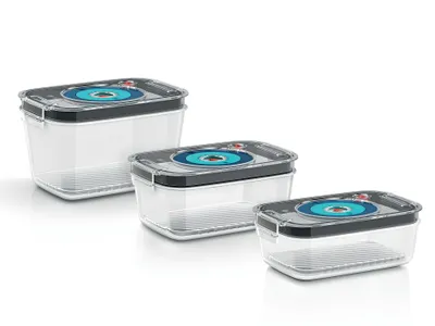 Immagine prodotto di Bosch MSZV0FC3 Set di contenitori per alimenti rettangolari da 1,7 l Grigio - Trasparente 3 pezzo/i