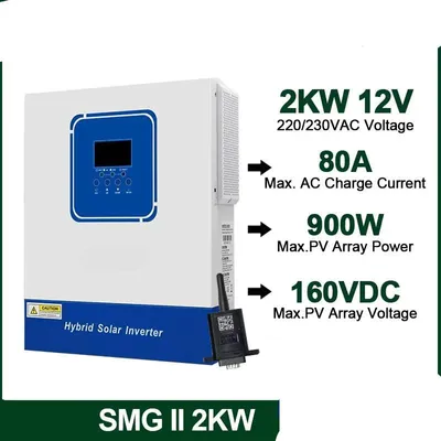 Obrázok produktu pre Hybridný solárny menič s MPPT nabíjacím regulátorom a Wi-Fi monitorovaním, s výkonom 2 kW a s čistou sínusovou vlnou