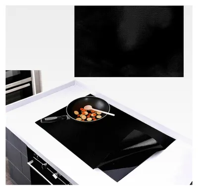 Produktbild von 78 x 52 cm Induktionskochfeld Schutzmatte aus Silikon, rutschfest, für Induktionsherd (Schwarz)