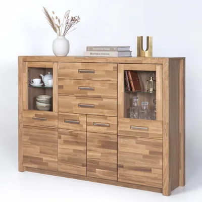 Produktbild von Highboard 163x122x40 Türenkommode Anrichte Wildeiche geölt #4361