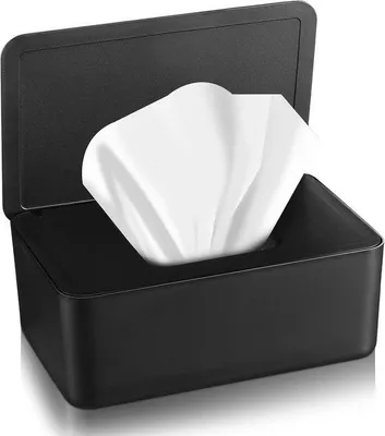 Imagen del producto de Caja para toallitas húmedas para el baño - Caja para toallitas húmedas - Caja para toallitas húmedas con tapa - 1 unidad, color blanco - Caja hermética para mascarillas y pañuelos de papel - para el hogar, la oficina y el escritorio - color blanco - 1 unidad