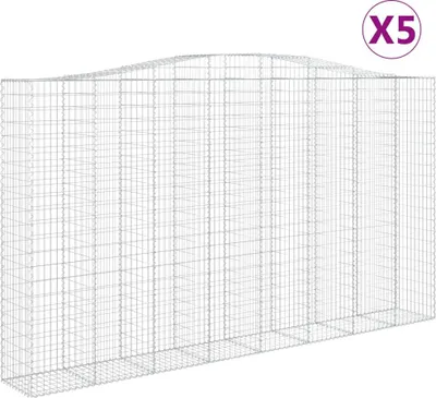 Productafbeelding van vidaXL Gabionen met boogvorm, 5 stuks, 400x50x220/240 cm, verzinkt staal