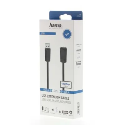 Immagine prodotto di Hama Cavo prolunga USB A M / USB A F , USB 2.0, 3 metri, nero