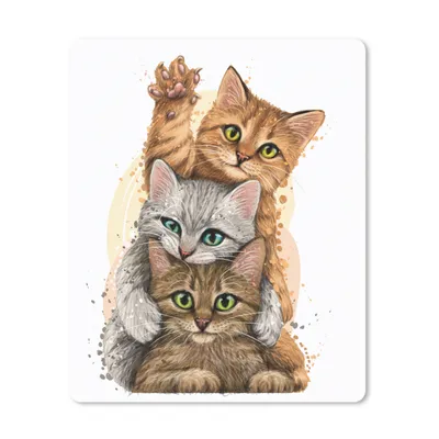Produktbild von MuchoWow® Mauspad Mousepad Katzen - Illustration - Haustiere - Katze 19x23 cm - Mousepads - Maus Mat - Pad - Mausunterlage - Mauspads - Spielen