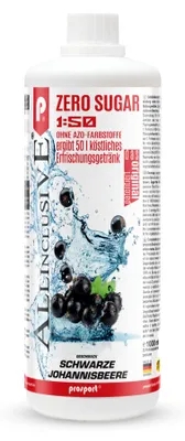 Produktbild von Prosport Allinclusive® Schwarze-Johannisbeere 1000ml – ZERO SUGAR Sirup mit Vitaminen – Premium Getränkekonzentrat 1:50 ergibt 50 Liter Fertiggetränk
