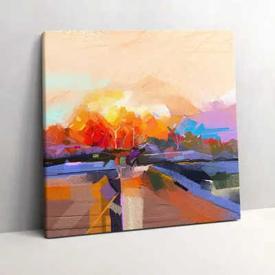 Produktbild von Abstract painting - colorful tree – Leinwandbild Wandbild – 60x60 cm – Leinwandbilder – Wandbilder – Schlafzimmer – Flur