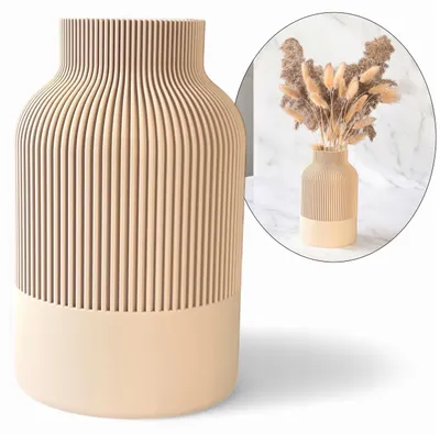 Produktbild von KAJAWIS Beiger Moderner Vase Blumen Dekoration 20cm