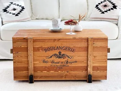Produktbild von Famanu Couchtisch Kistenstil - Vintage Shabby Chic Aufbewahrungstisch Wohnzimmer