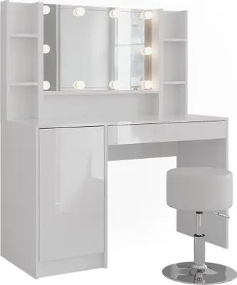Obrázek produktu pro Toaletní stolek Vicco Sherry Bílá/bílý vysoký lesk 119.8 cm 5 dílů, Model 57615