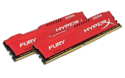 Imagen del producto de Kit de memoria HyperX FURY Red de 16 GB DDR4 a 2400 MHz, 16 GB, 2 x 8 GB, DDR4, 2400 MHz, 288 pines DIMM, color rojo