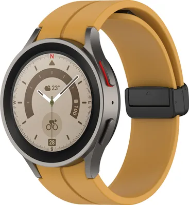 Produktbild von Magnet Armband Silikon Für Samsung Galaxy Watch 5/5 Pro / Watch 4/4 Classic 20mm Dunkelgelb L