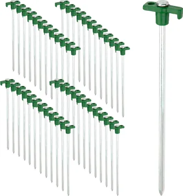 Produktbild von ToCi 48x Zelt-Heringe aus Stahl - Robuste Erdnägel mit Halterung aus Kunststoff - Felsbodenheringe für harte Böden - ideal für Camping und Outdoor