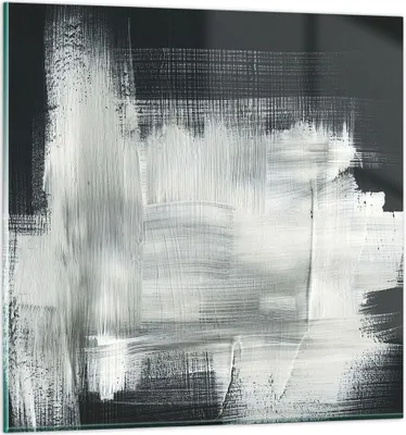 Produktbild von Bilder auf glas - Einteilig - Abstraktion Schwarz Weiß - 30x30cm - Glasbilder - Wandbilder - Bilder - zum Aufhängen bereit - Wanddekoration aus Glas - Glas Bilder - Wandbild auf Glas - GAC30x30-4173