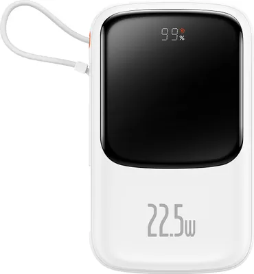 Obrázek produktu pro Baseus Qpow powerbank 10000mAh s kabelem USB typu C 22,5W Quick Charge SCP AFC FCP bílá (PPQD020102)