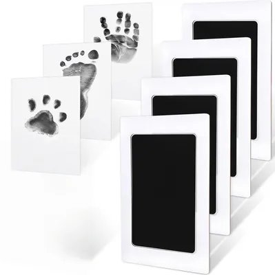 Produktbild von Minicee Baby Hand- & Fußabdruck Set 4er, Abdruckset ohne Tinte Schwarz