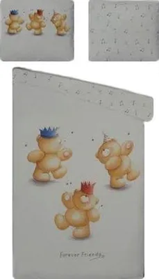 Obrázok produktu pre Unyqoos® Forever Friends, roztomilý dizajn medvedíka, obliečka na prikrývku pre posteľ 140x200/220 cm, biela, 100% bavlnená tkanina renforcé, vrátane vankúšika 60x70 cm