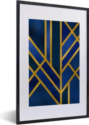Produktbild von MuchoWow® Gerahmtes Poster Gold - Luxus - Blau 40x60 cm - Poster mit Schwarzem Bilderrahmen Wandposter Rahmen Foto Bilder - Poster in Rahmen
