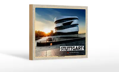 Produktbild von Holzschild Städte Stuttgart Auto Museum 18x12 cm Dekoration