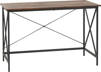 Produktbild von BELIANI Schreibtisch Dunkelbraun MDF-Platte Holzoptik 115 x 60 cm Metallgestell Schwarz rechteckig Industrial Style für Büro Wohnzimmer Jugendzimmer
