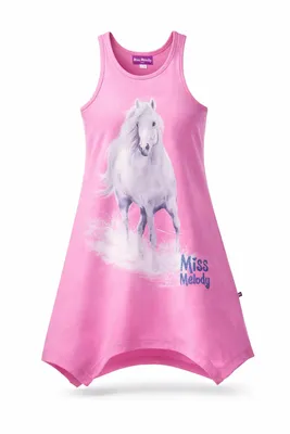 Produktbild von Miss Melody Mädchen Kleid Rosa, Gr. 104 – zauberhaftes Kleid für kleine Pferdefans
