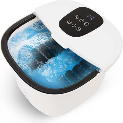 Produktbild von Niceey Fußsprudelbad XXL, Fußmassagegerät mit Massagefunktion, Elektrische Fußbadewanne mit 10 Massageroller, temperaturausgleichssytems, Mit Infrarot, 12L, Weiß