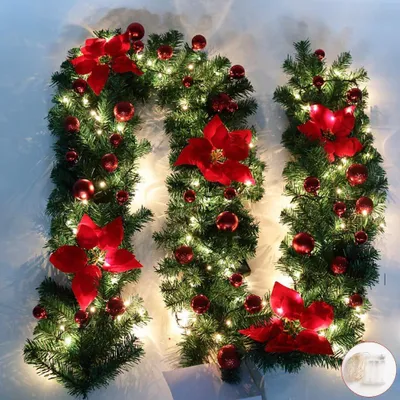 Kerstboomslinger mit LED-Licht, 270 cm, rot