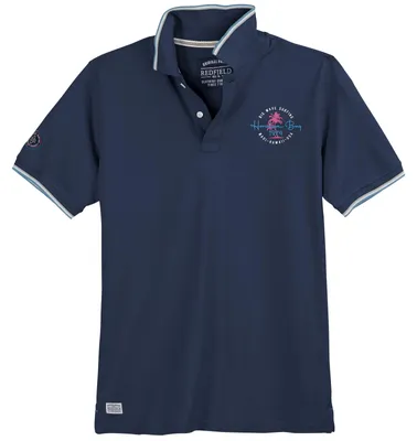 Produktbild von Redfield XXL Poloshirt blau Brustprint sommerlich