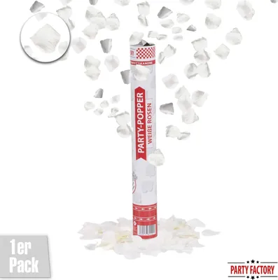 Produktbild von Party Popper 40cm Konfetti Shooter Weiße Rosen Konfettikanone Silvester Feier