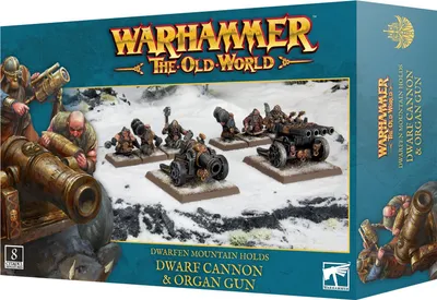 Produktbild von Warhammer The Old World Dwarfen Mountain hält Zwergenkanone & Orgelkanone