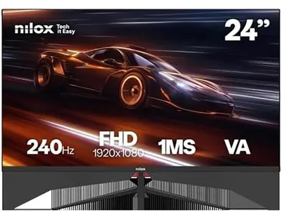 Produktbild von Nilox MONITOR 24 GAMING FHD 240HZ, 61 cm (24"), 1920 x 1080 Pixel, Full HD, LCD, 1 ms, Schwarz
