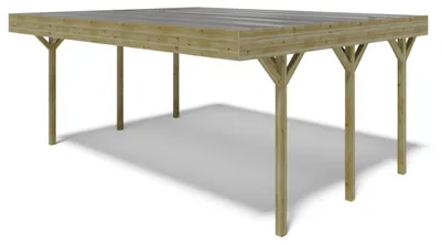 Immagine prodotto di Tettoia posto auto coperto in legno 6.06x5.03 m - 30 m2 - copertura con lastra in acciaio