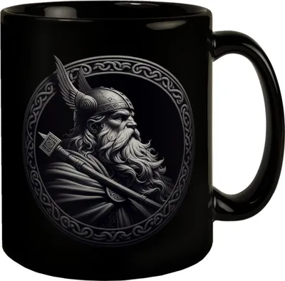 Produktbild von Odin Wikingergott Amulett Tasse schwarz in Schwarz