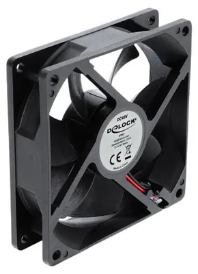 Productafbeelding van Axiale ventilator, 48 V DC, 92x92x25 mm, 2-polig, zwart, met kogellagers