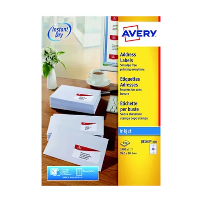 Produktbild von AVERY Inkjet-Adressetikett, 99,1 x 38,1 mm, Weiß