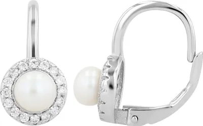 Produktbild von "Pearl", 925/- Echt Silber Creole mit Süßwasserperle, rhodiniert