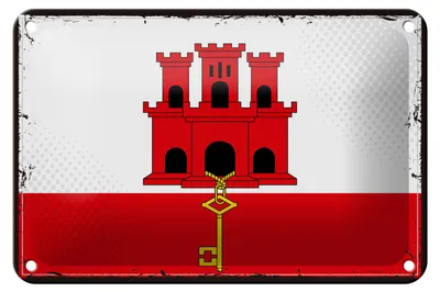 Produktbild von Blechschild Flagge Gibraltars 18x12cm Retro Flag Gibraltar Dekoration