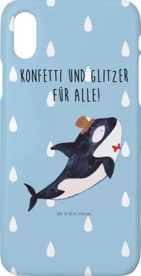 Produktbild von Mr. & Mrs. Panda Iphone 10 Handyhülle Orca Zylinder - Blau Pastell - Geschenk, Hülle, Narwal, Glitzer, Geburtstag, Fest, X, Meer, Handy, Cover, Konfetti