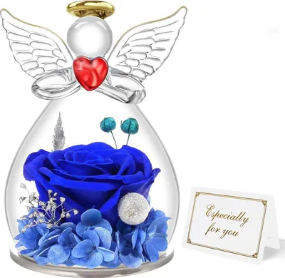 Produktbild von Ewige Rose Engel Geschenk Mama Oma Blau Box