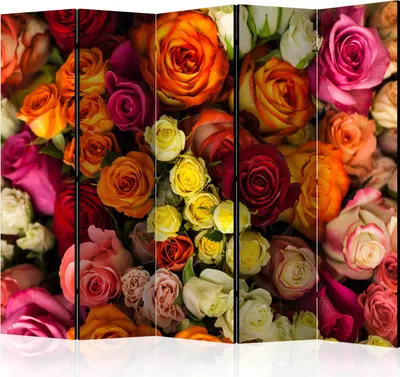 Produktbild von 5-teiliger Einseitiger Vlies Paravent - Bouquet of Roses II 225x172 cm Blumen b-B-0177-z-c