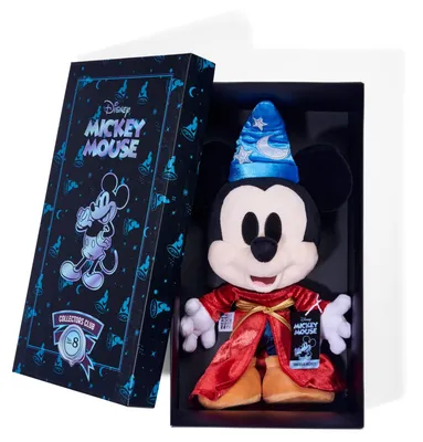 Zdjęcie produktu dla Simba 6315870312 - Disney Fantasia, Myszka Miki, pluszowa zabawka kolekcjonerska w pudełku prezentowym, numer 8 z kolekcji składającej się z 12 elementów, ekskluzywnie dostępna na Amazonie, pluszowa figurka o wysokości 35 cm, kolekcjonerski produkt, odpowiednia dla dzieci od pierwszych miesięcy życia