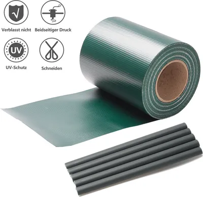 Produktbild von TolleTour Sichtschutzstreifen PVC Doppelstabmatten Zaun Windschutz 2 Rollen á 70m x 19cm Grün