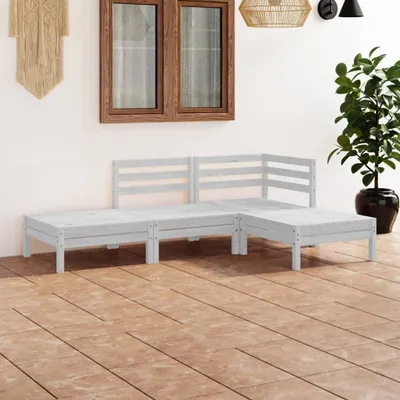 Produktbild von ZMH 4-tlg. Garten-Lounge-Set Weiß Massivholz Kiefer