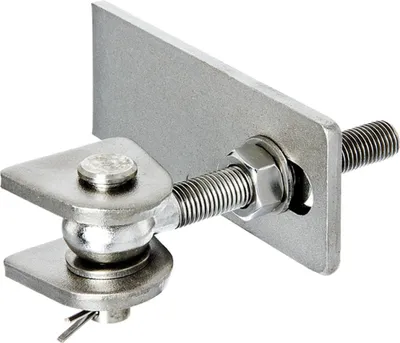 Image de Alberts 326203 Paumelle de portail, pour ouverture à 180°, modèle long, vis et écrous galvanisés à chaud, boulon et goupille en acier inoxydable, filetage M16