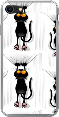 Produktbild von MuchoWow® Handyhülle Schutzhülle Hülle für Telefoonhoesje iPhone SE 2020 Muster - Katze - Schwarz - Jungen - Mädchen - Kinder - Kinder Silikon Softcase Handy Hülle - Kartenbesitzer