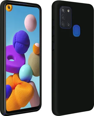 Produktbild von Halbsteife Silikon Handyhülle Samsung Galaxy A21s, Soft Touch - Schwarz