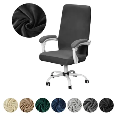 Produktbild von Elastischer Velours-Bezug für Drehstuhl in Schwarz – Schonbezug für Büro- und Arbeitsstühle
