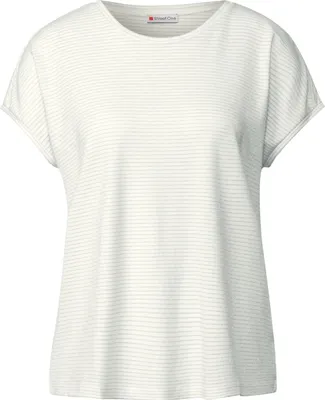 Produktbild von Street One Rundhalsshirt 'Shirt mit Glitzerstreifen', A323683, off white, Gr. 40