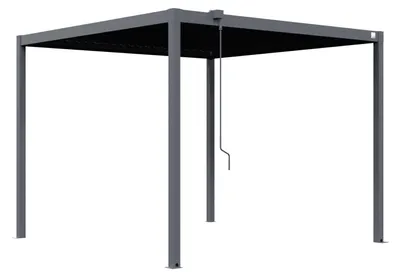 Produktbild von PRIMEYARD Pergola 3x3 m Pfosten und Lamellendach aus Stahl - anthrazitfarbene Terrassenüberdachung